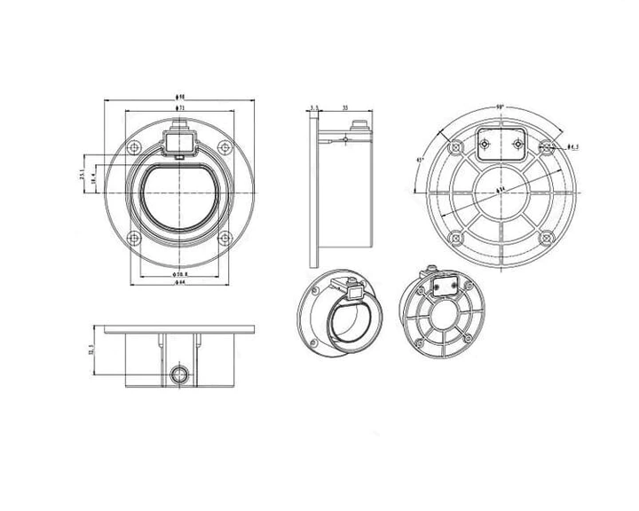 IEC 62196 cable holder drawings