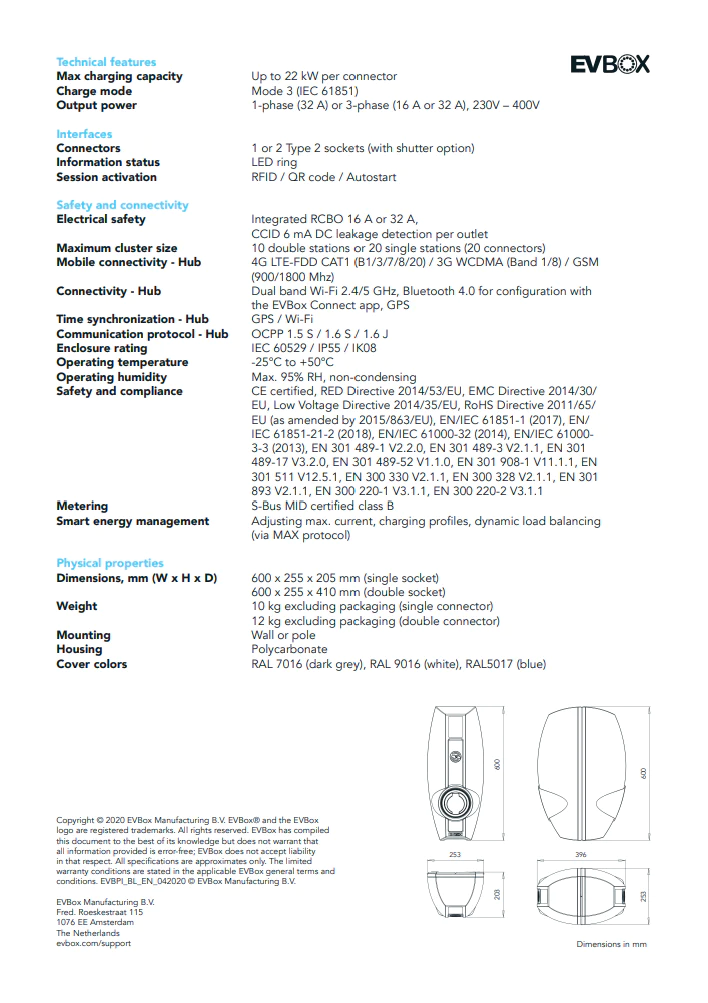 Evbox Businessline Double Socket Type 2 Satellite Brochure